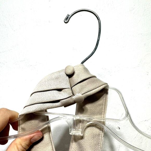 BHLDN Ruby Twist Halter Dress Satin Full Length Champagne Formal Wedding sz US 0 - Picture 12 of 16